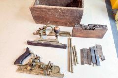 16  Stanley No. 45 Combination Plane, with 2 boxes of cutters, both arms, extra cutters, in box, Fair