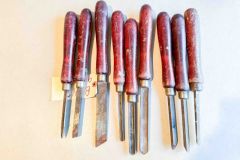 54  Craftsman turning tools: 3 gouges, 3 scrapers, 2 skews, 1 parting tool, Good