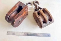 83  Pullies with wooden wheels, both approx. 5”x8”, Fair/Good