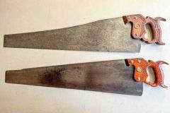 145  Disston 112 rip saw 6 point, and Disston No.12 x-cut saw 8 point, Tom Law sharpened, Good+