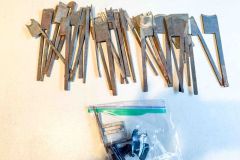 221  (lot) 36 irons from wood molding planes, various sizes and makers, Fair to Good