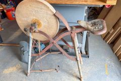 239  R-W Pedal Power 17 ½” diameter by 2” wide sandstone grinding wheel, Fair to Good