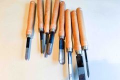 253  8 Lathe Chisels, including gouges, scrapers, skews, and parting tool Good
